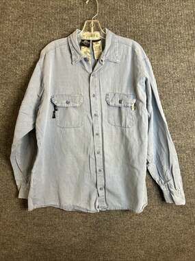 Steelguard Essentials Mens Fire Resistant Button Up Shirt Sz 1X Blue Long Sleeve